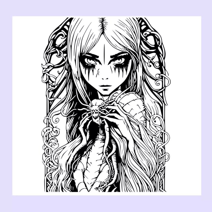 Free coloring pages of anime goth girls