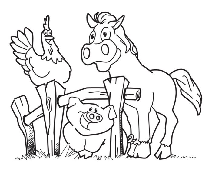 Free coloring sheets farm animals