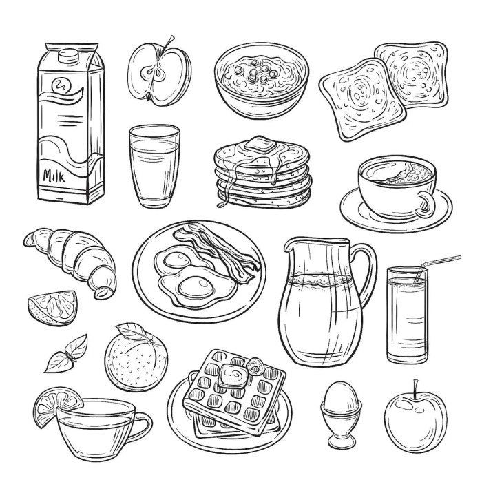 Coloring sheets of food