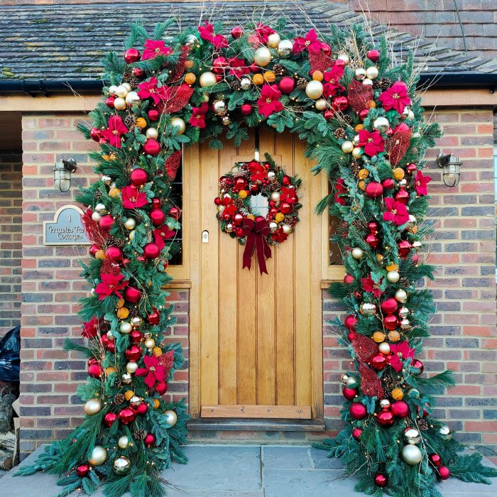 Christmas decor at door