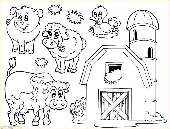 Coloring animals on a farm