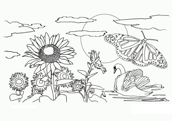 Coloring sheet of nature and animals