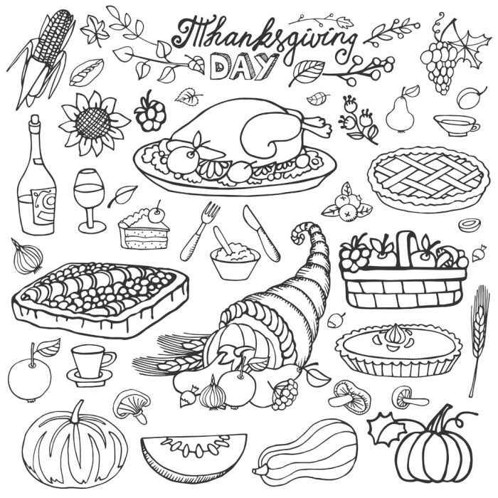 Free printable thanksgiving food coloring pages