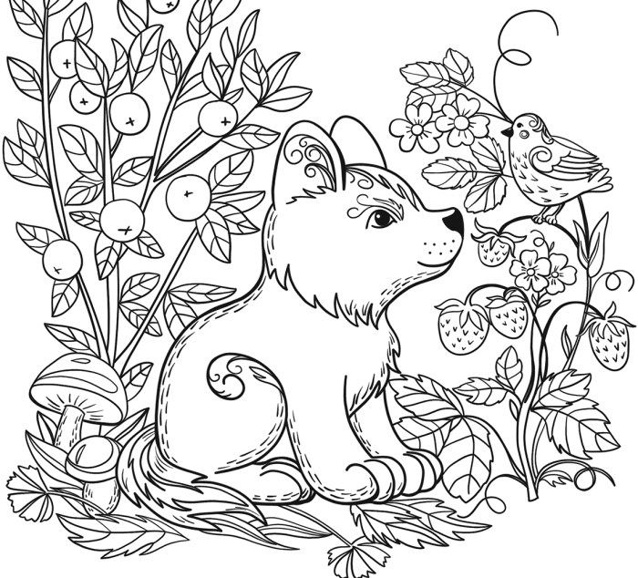 Coloring sheet of nature and animals