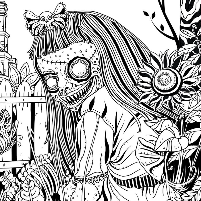 Scary anime coloring pages