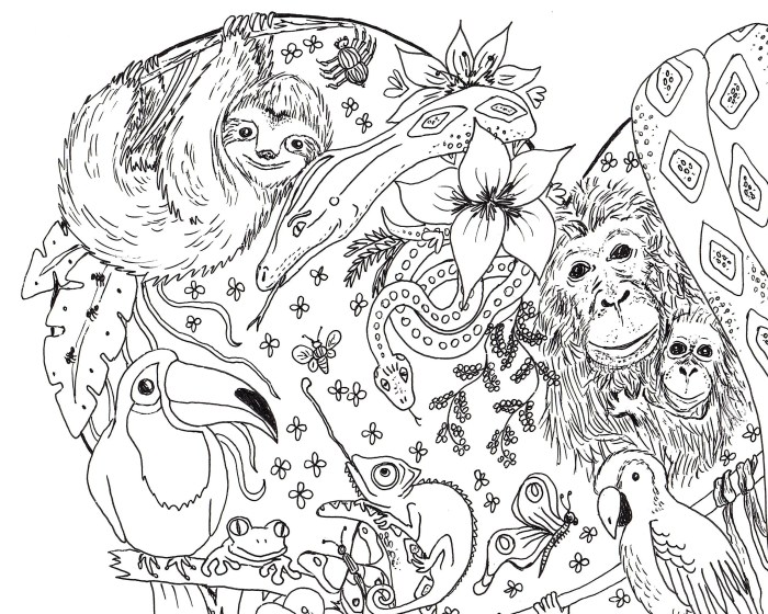 Coloring sheet of nature and animals