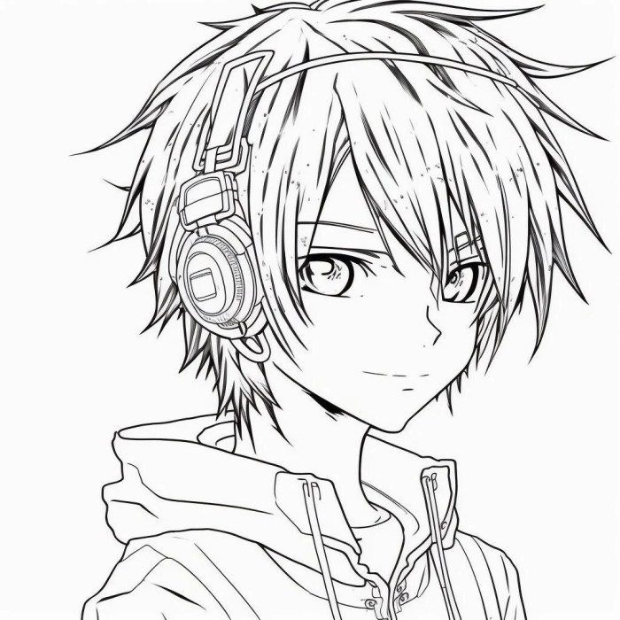 Cut boy anime coloring pages