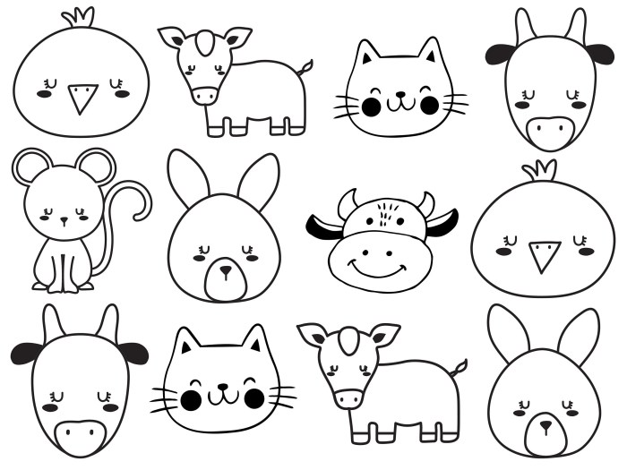 Coloring pages of animal faces