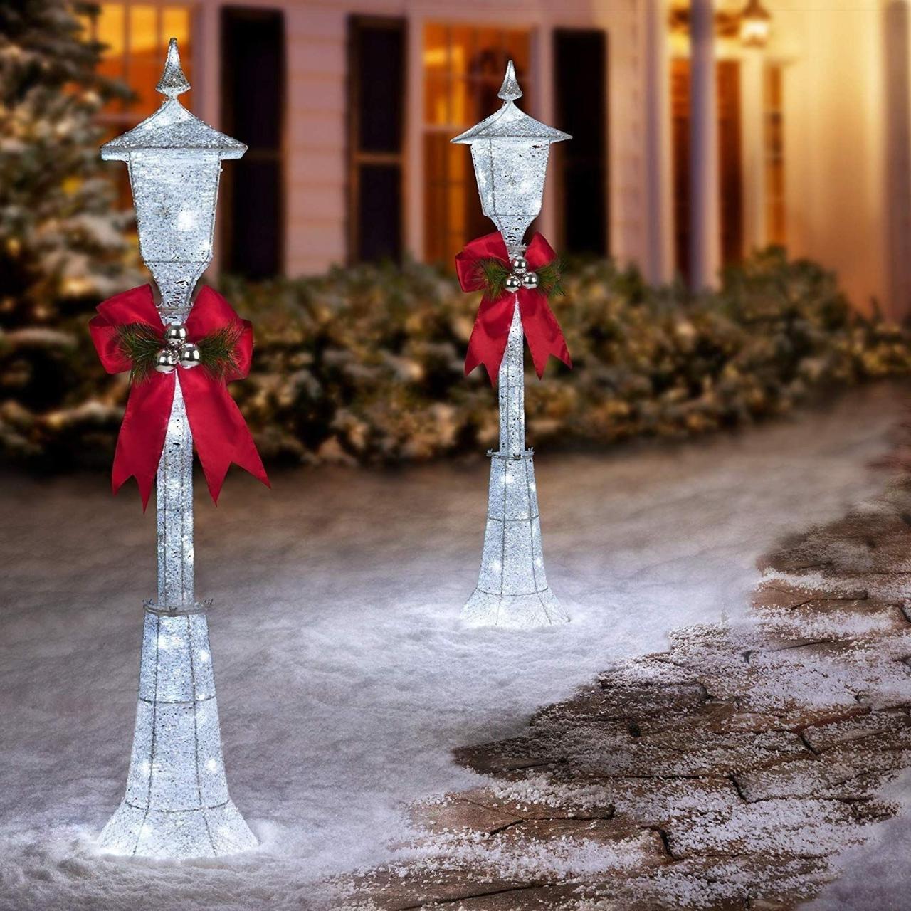 Lighted lamppost decorations holiday snowman