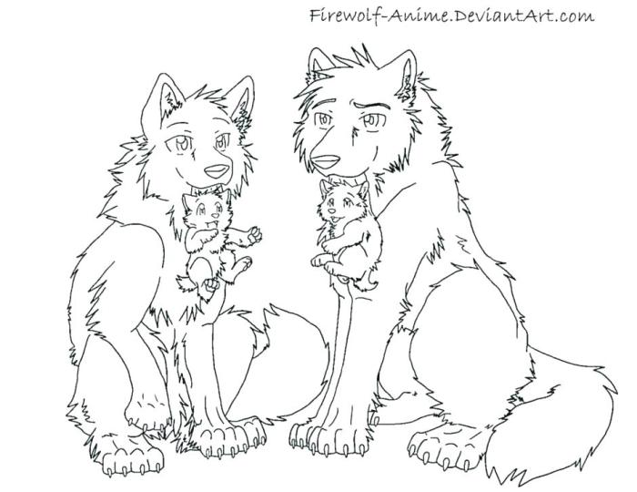 Anime wolf pup coloring pages